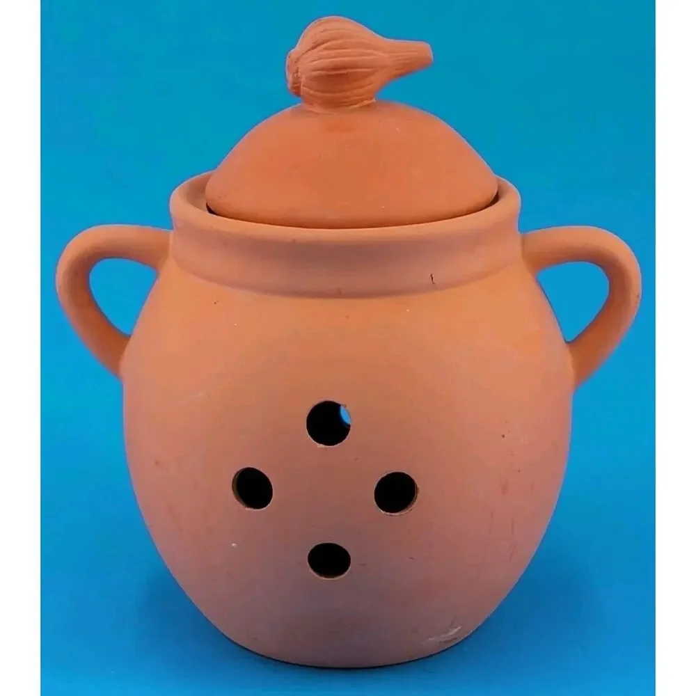 Vintage Garlic Keeper Terra Cotta Garlic Container Kitchen Storage Cooks Club